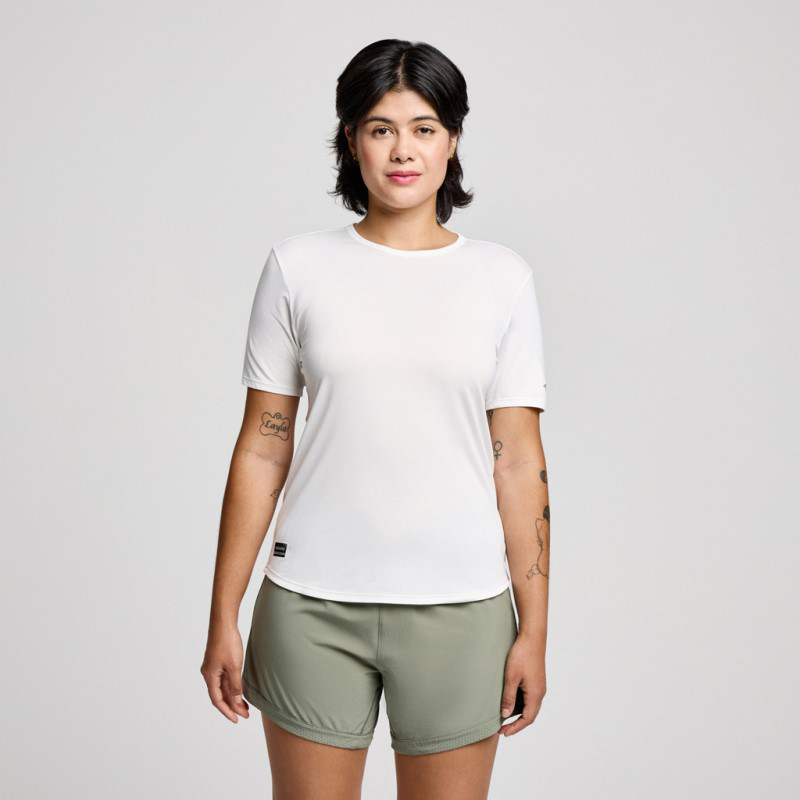 Picture of SAUCONY SAW800484 Stopwatch SS T-Shirt Γυναικείο Μπλουζάκι WH - WHITE