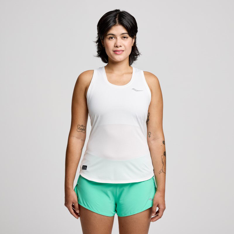 Picture of SAUCONY SAW800482 Stopwatch Singlet Γυναικείο Αμάνικο WH - WHITE