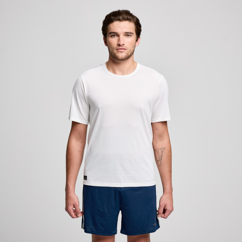 Picture of SAUCONY SAM800377 Stopwatch SS T-Shirt Ανδρικό Μπλουζάκι WH - WHITE