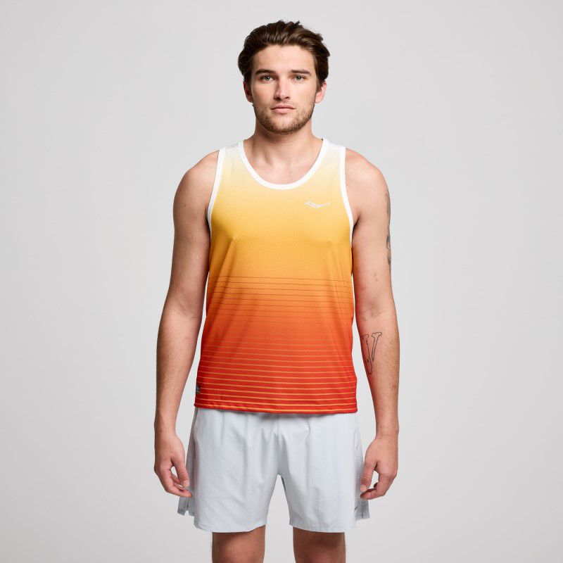 Picture of SAUCONY SAM800376 Stopwatch Graphic Singlet Ανδρικό Αμάνικο CON2 - CONFIDENT PRINT