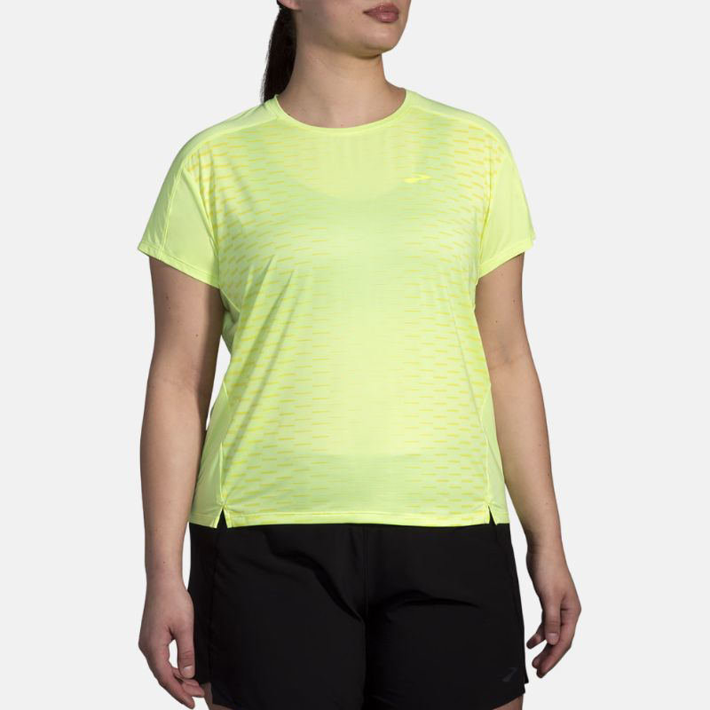 Picture of BROOKS Sprint Free SS Γυναικείο T-Shirt Τρεξίματος 707 Lt Lime/Interval Gradient