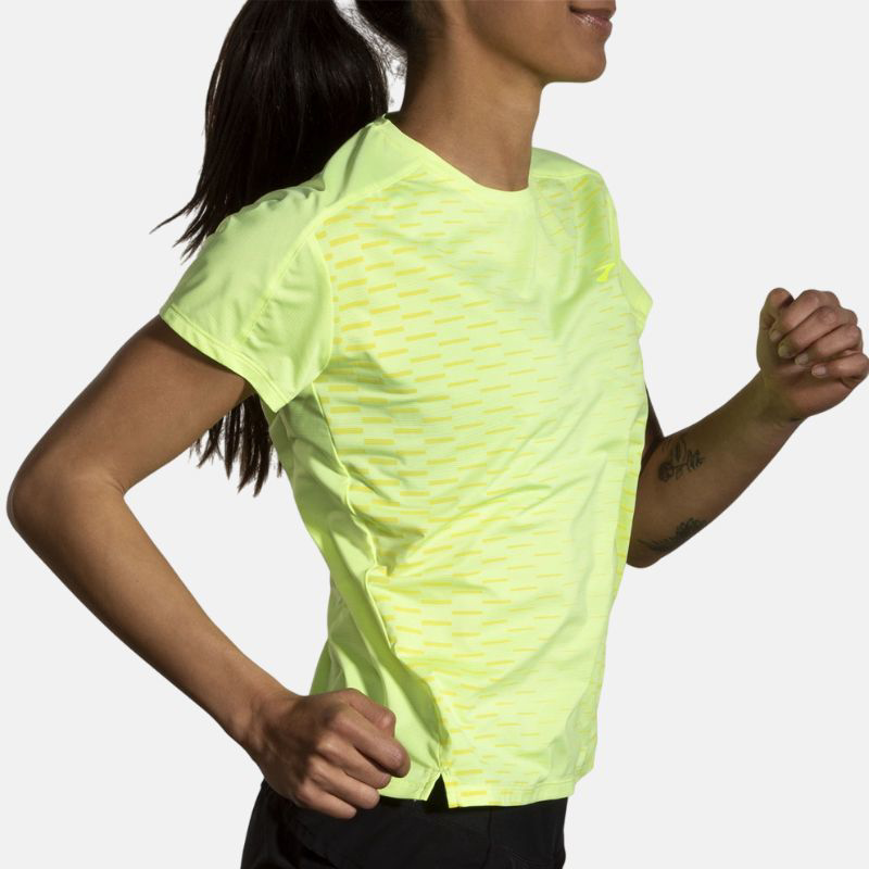 Picture of BROOKS Sprint Free SS Γυναικείο T-Shirt Τρεξίματος 707 Lt Lime/Interval Gradient