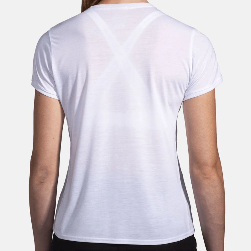 Picture of BROOKS Distance Short Sleeve 3.0 Γυναικείο T-Shirt Τρεξίματος 183 White/Run Happy