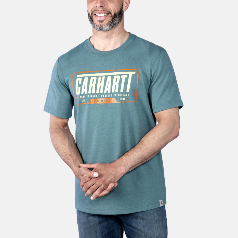 Picture of CARHARTT Relaxed Fit Heavyweight Logo Graphic T-Shirt 106091 Ανδρικό Κοντομάνικο GE1 - Sea Pine Heather