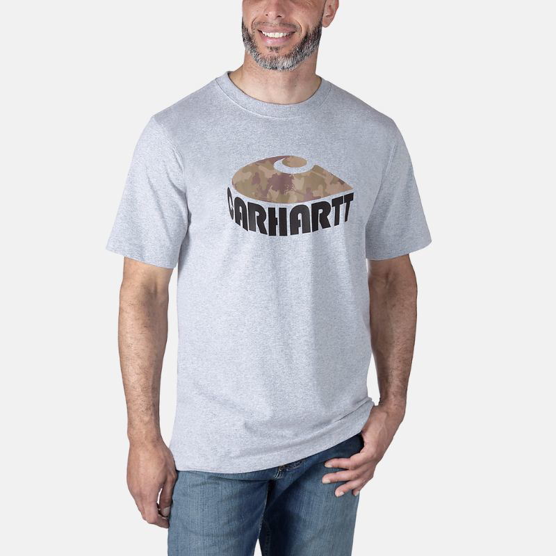 Picture of CARHARTT Relaxed Fit Heavyweight Camo Graphic T-Shirt 106155 Ανδρικό Κοντομάνικο HGY - Heather Grey