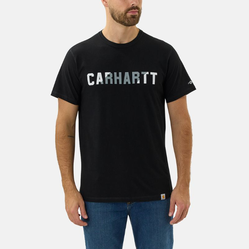 Picture of CARHARTT Force Relaxed Fit Midweight SS Block Logo T-Shirt 105203 Ανδρικό Κοντομάνικο N04 - Black