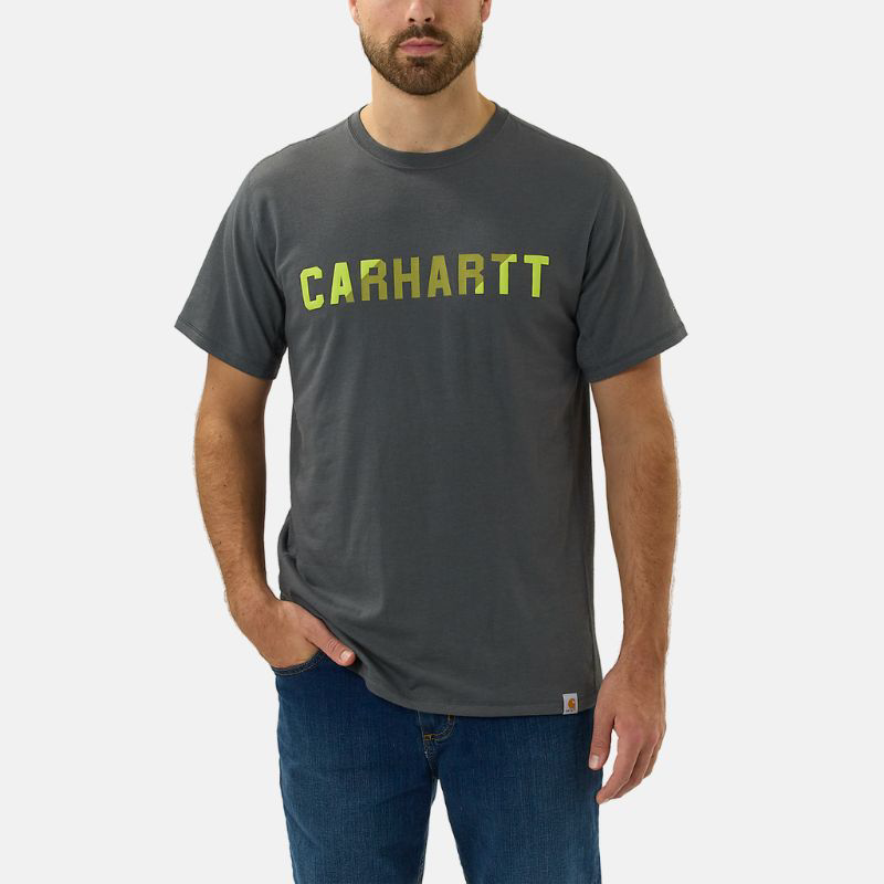 Picture of CARHARTT Force Relaxed Fit Midweight SS Block Logo T-Shirt 105203 Ανδρικό Κοντομάνικο CRH - Carbon Heather