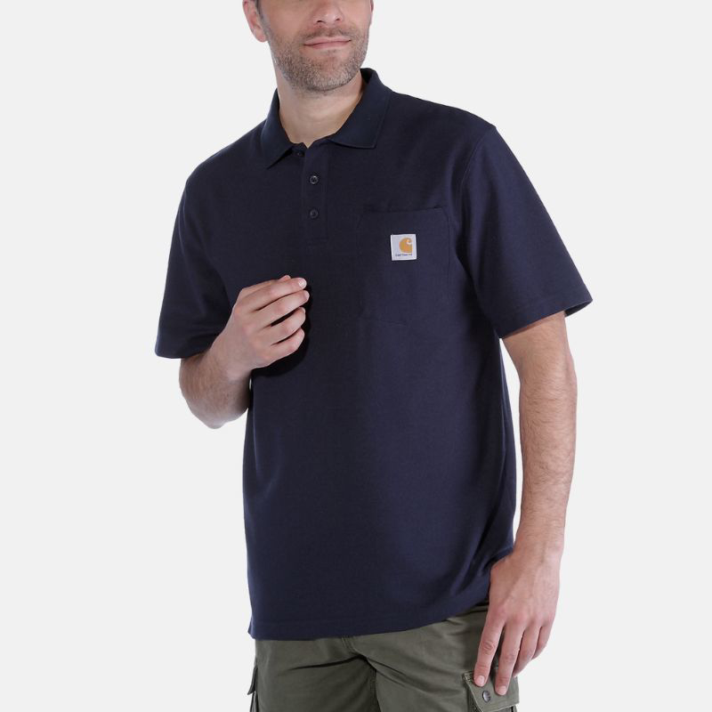 Picture of CARHARTT Loose Fit Midweight SS Pocket Polo K570 Ανδρικό Κοντομάνικο NVY - Navy