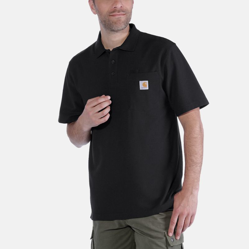 Picture of CARHARTT Loose Fit Midweight SS Pocket Polo K570 Ανδρικό Κοντομάνικο BLK - Black