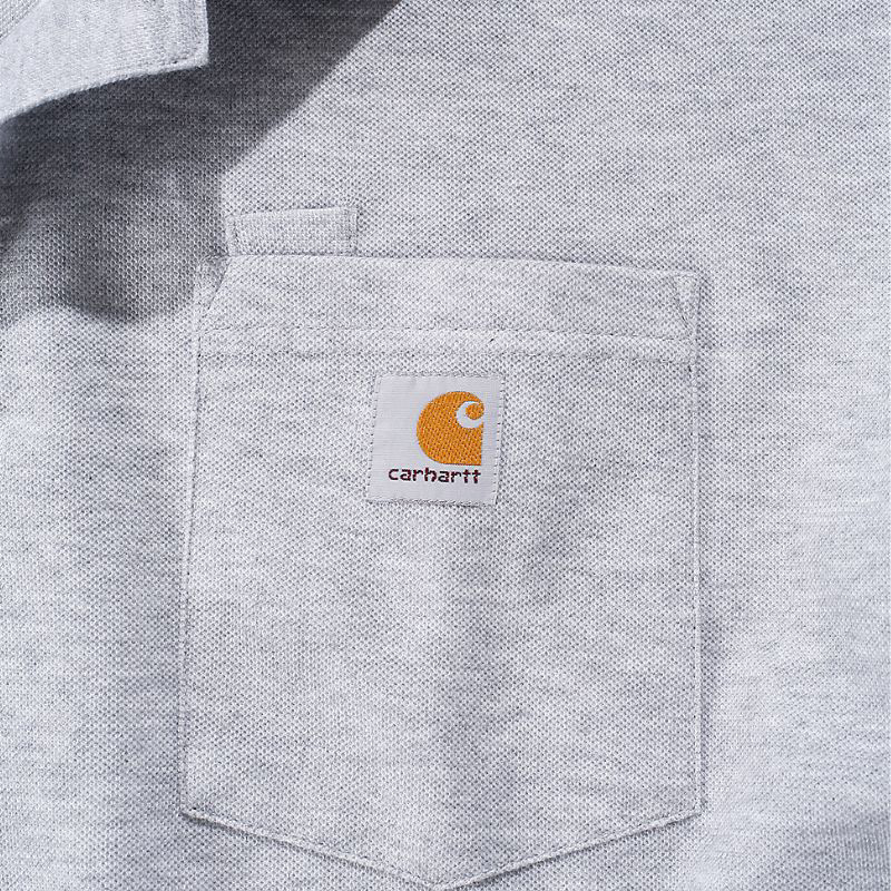 Picture of CARHARTT Loose Fit Midweight SS Pocket Polo K570 Ανδρικό Κοντομάνικο HGY - Heather Grey