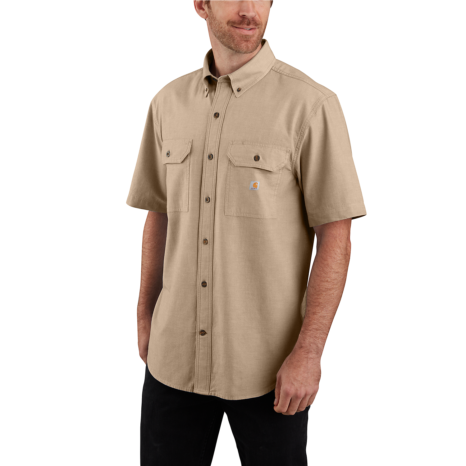 Picture of CARHARTT Loose Fit Midweight Chambray SS Shirt 104369 Ανδρικό Πουκάμισο 256 - Dark Tan Chambray