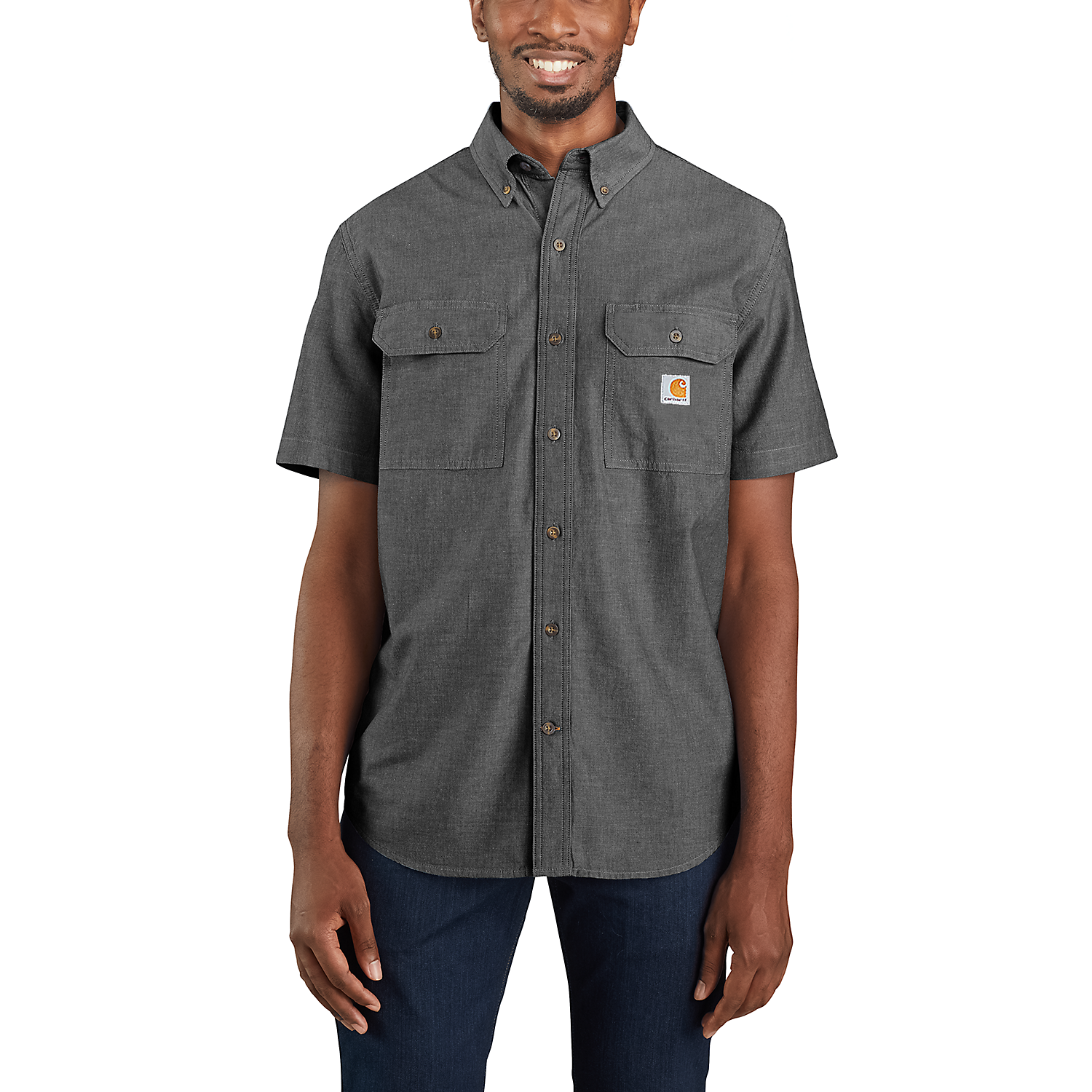 Picture of CARHARTT Loose Fit Midweight Chambray SS Shirt 104369 Ανδρικό Πουκάμισο BKC - Black Chambray