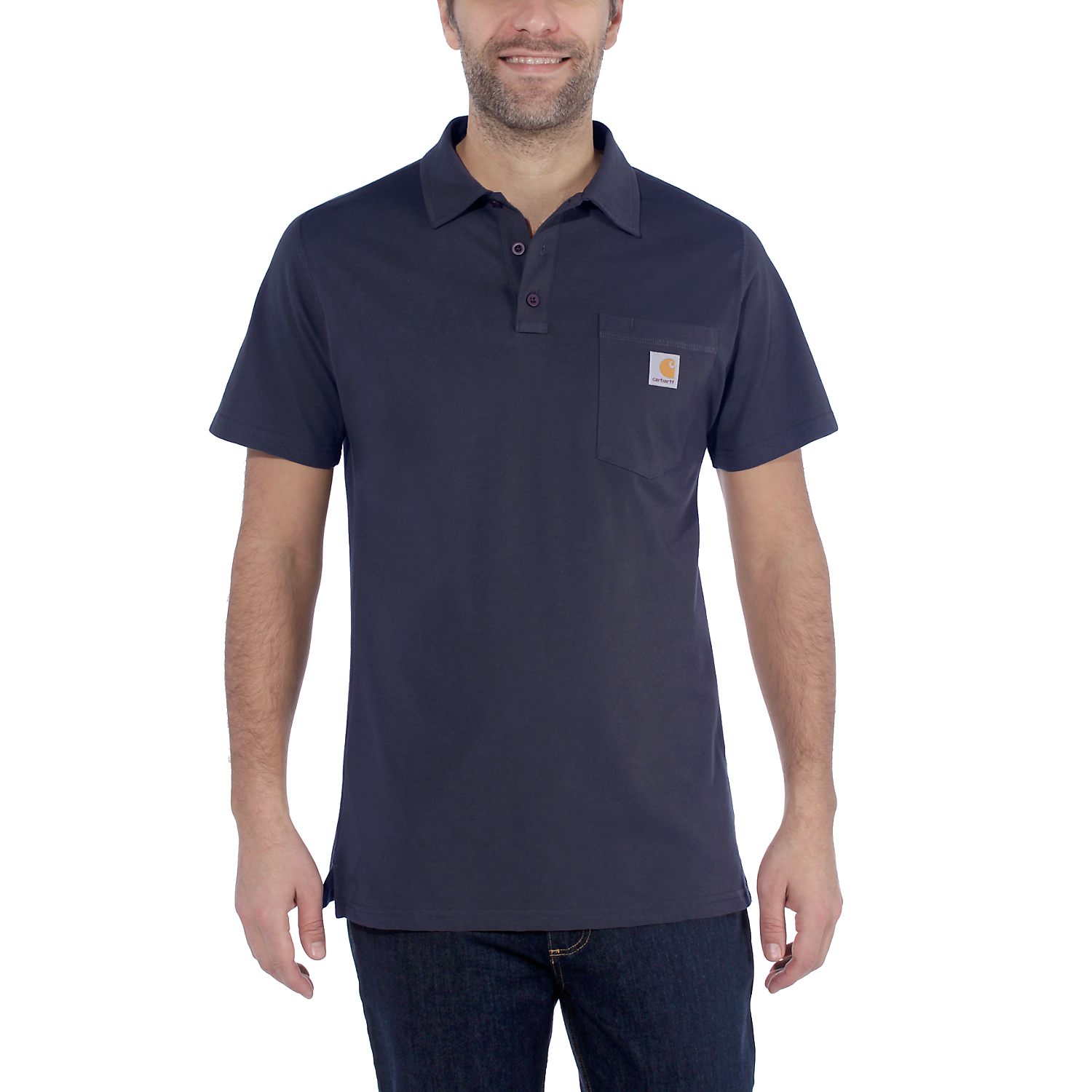 Picture of CARHARTT Force Relaxed Fit Midweight SS Pocket Polo 103569 Ανδρικό Κοντομάνικο 412 - Navy