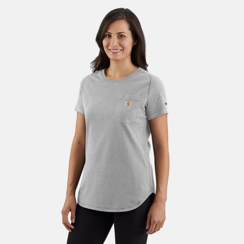 Picture of CARHARTT Force Relaxed Fit Midweight SS Pocket T-Shirt 106650 Γυναικείο Κοντομάνικο HGY - Heather Grey