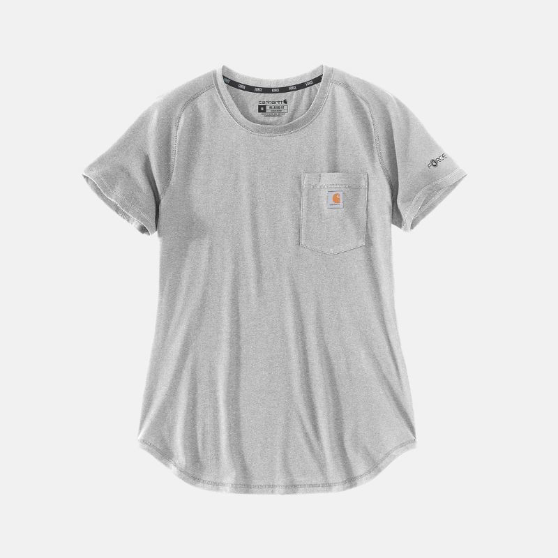 Picture of CARHARTT Force Relaxed Fit Midweight SS Pocket T-Shirt 106650 Γυναικείο Κοντομάνικο HGY - Heather Grey