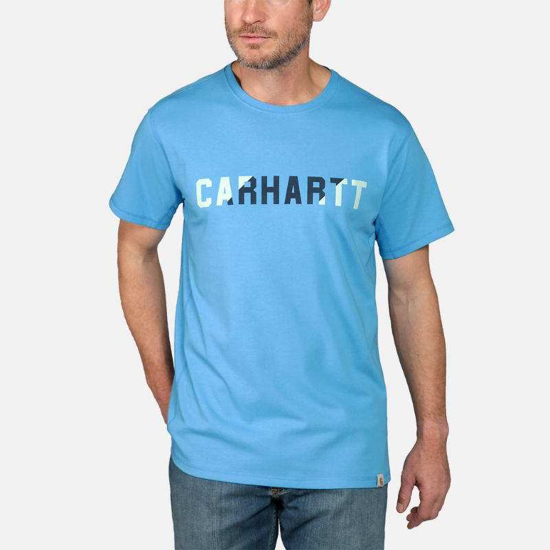 Picture of CARHARTT Force Relaxed Fit Midweight SS Block Logo T-Shirt 105203 Ανδρικό Κοντομάνικο HA6 - Azure Blue