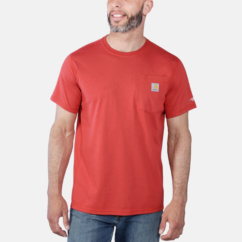 Picture of CARHARTT Force Relaxed Fit Midweight SS Pocket T-Shirt 104616 Ανδρικό Κοντομάνικο R84 - Red Barn Heather