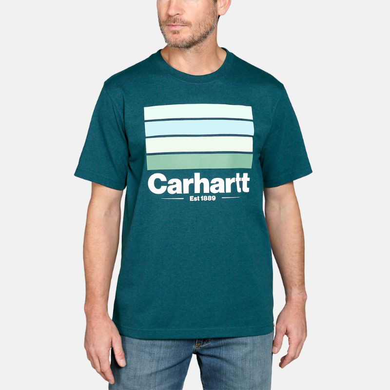 Picture of CARHARTT Relaxed Fit Heavyweight Line Graphic T-Shirt 105910 Ανδρικό Κοντομάνικο H70 - Night Blue Heather