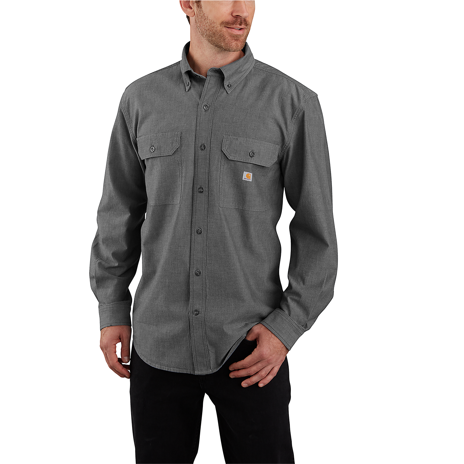 Picture of CARHARTT Loose Fit Midweight Chambray LS Shirt 104368 Ανδρικό Πουκάμισο 256 - Dark Tan Chambray