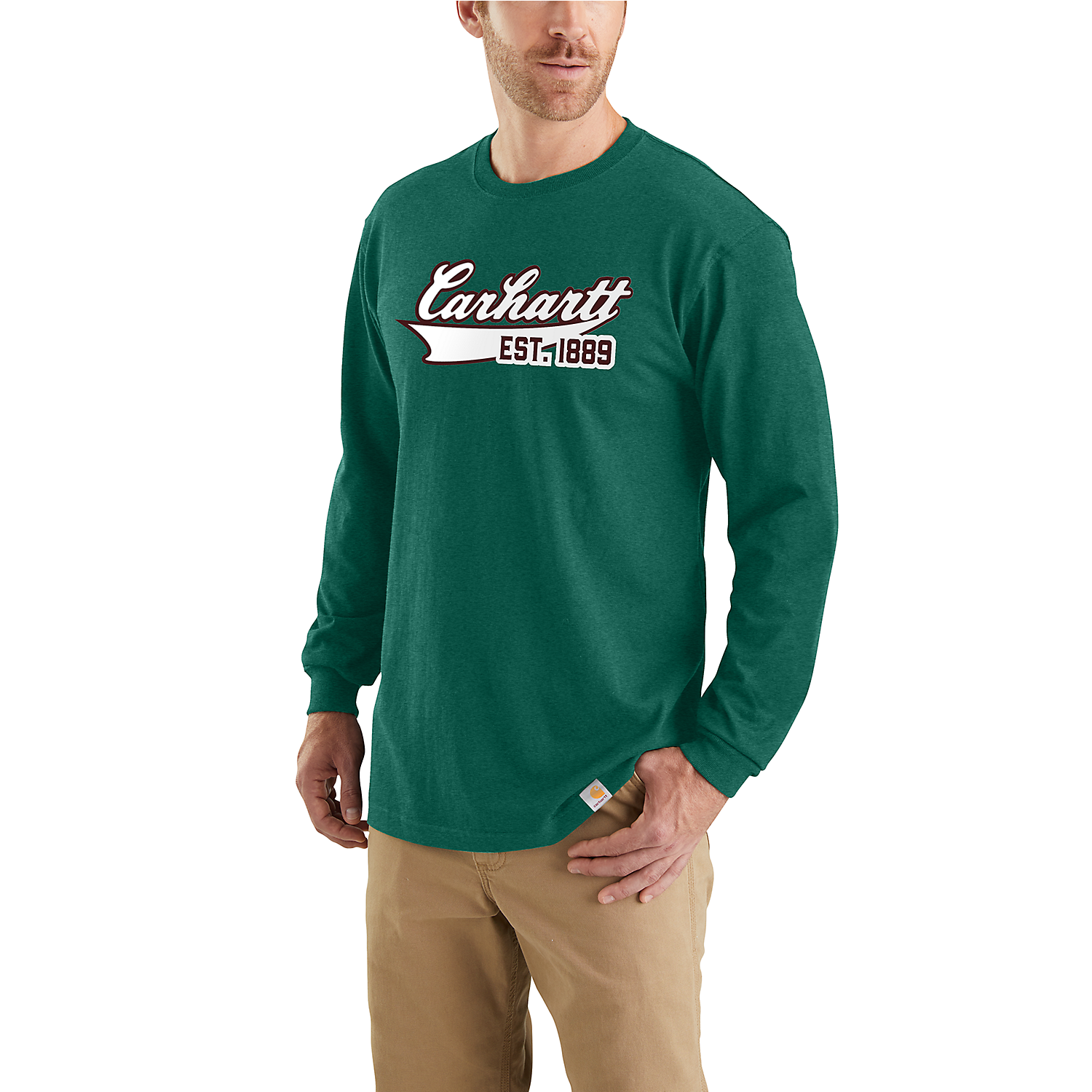 Picture of CARHARTT Relaxed Fit Heavyweight LS Script Graphic T-Shirt 105612 Μακρυμάνικο Ανδρικό Μπλουζάκι G55 - North Woods Heather