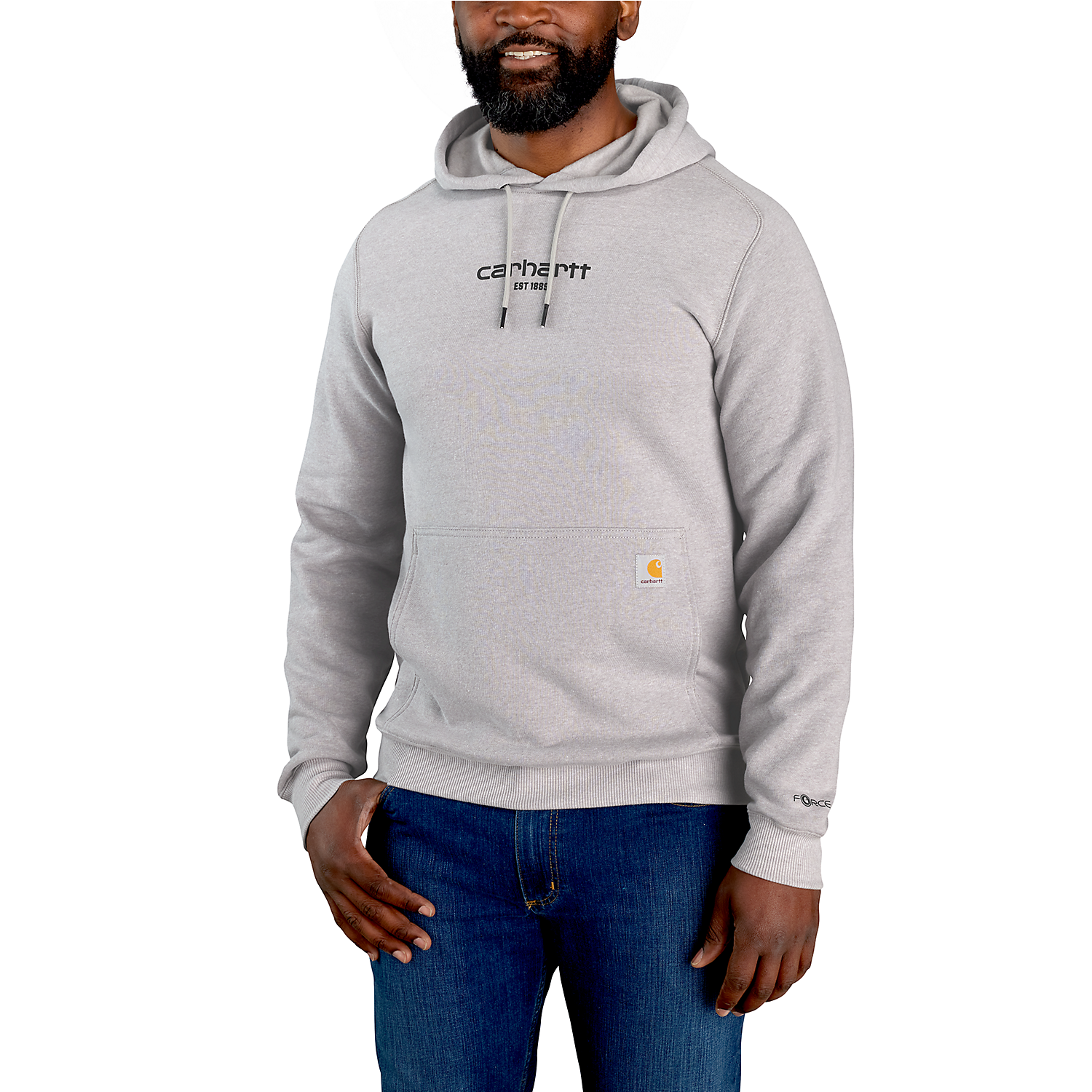 Picture of CARHARTT Force Relaxed Fit Lightweight Logo Graphic Sweatshirt 105569 Ανδρικό Φούτερ με κουκούλα 058 - Asphalt Heather