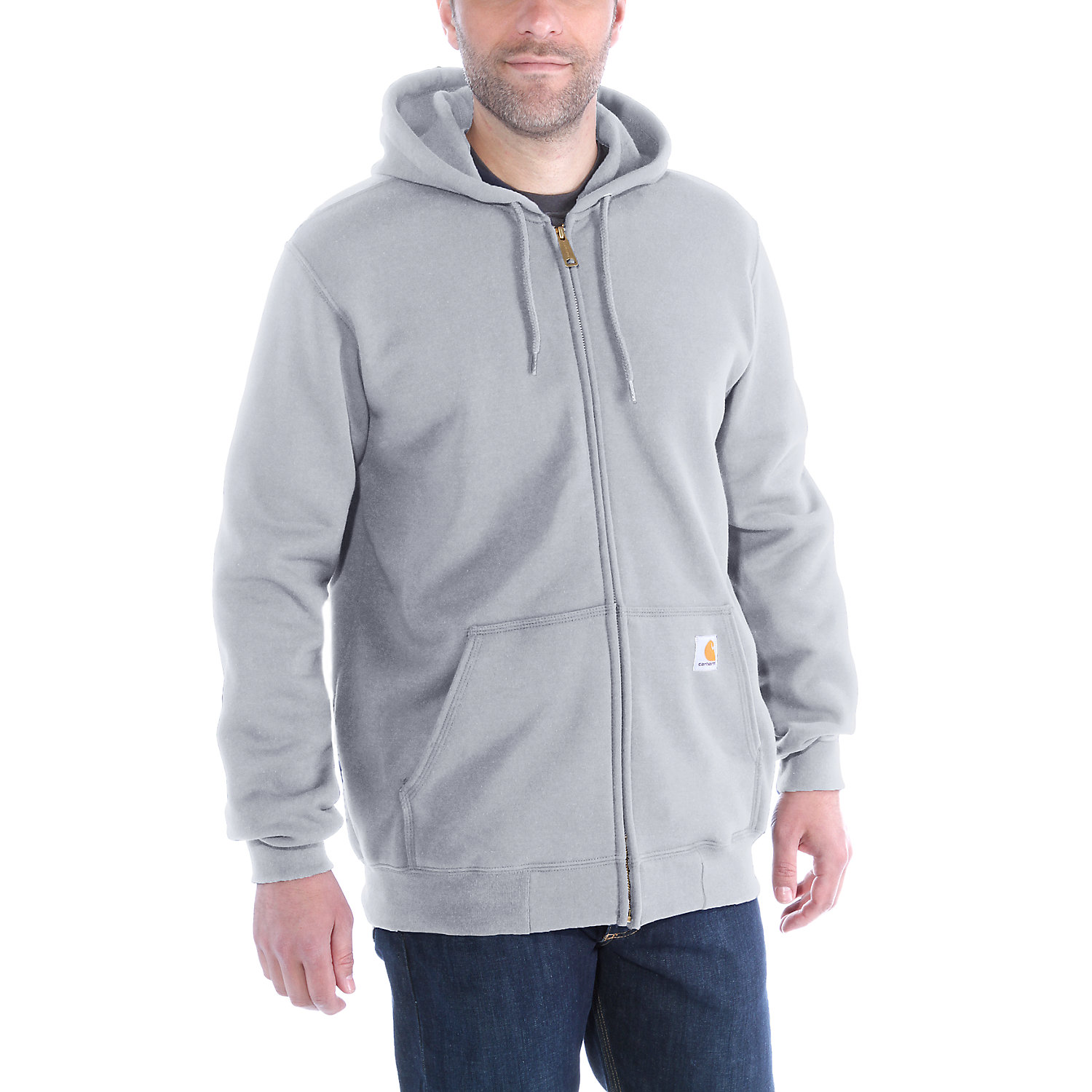 Picture of CARHARTT Loose Fit Midweight Full Zip Sweatshirt K122 Ανδρική Ζακέτα με κουκούλα HGY - Heather Grey