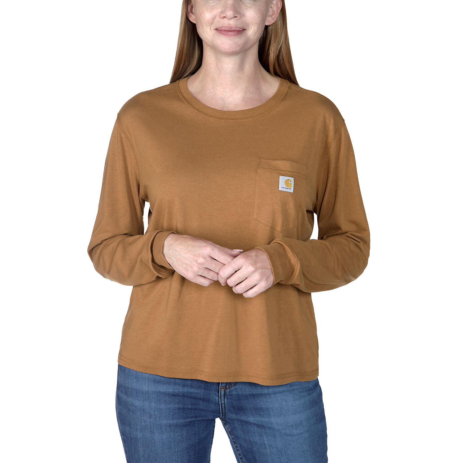 Picture of CARHARTT Relaxed Fit Lightweight LS Pocket T-Shirt 106121 Μακρυμάνικο Γυναικείο Μπλουζάκι BRN - Carhartt Brown