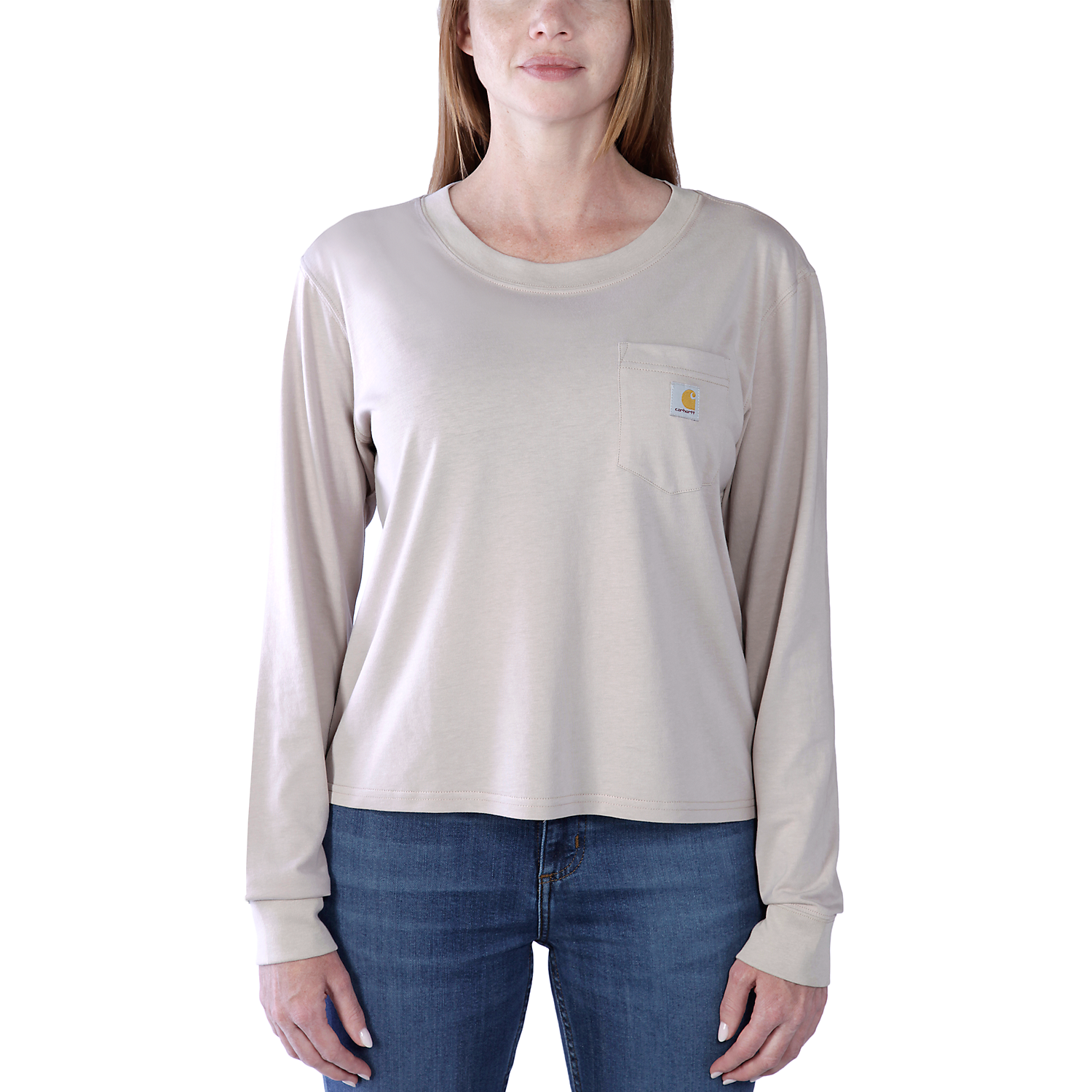 Picture of CARHARTT Relaxed Fit Lightweight LS Pocket T-Shirt 106121 Μακρυμάνικο Γυναικείο Μπλουζάκι V61 - Mink