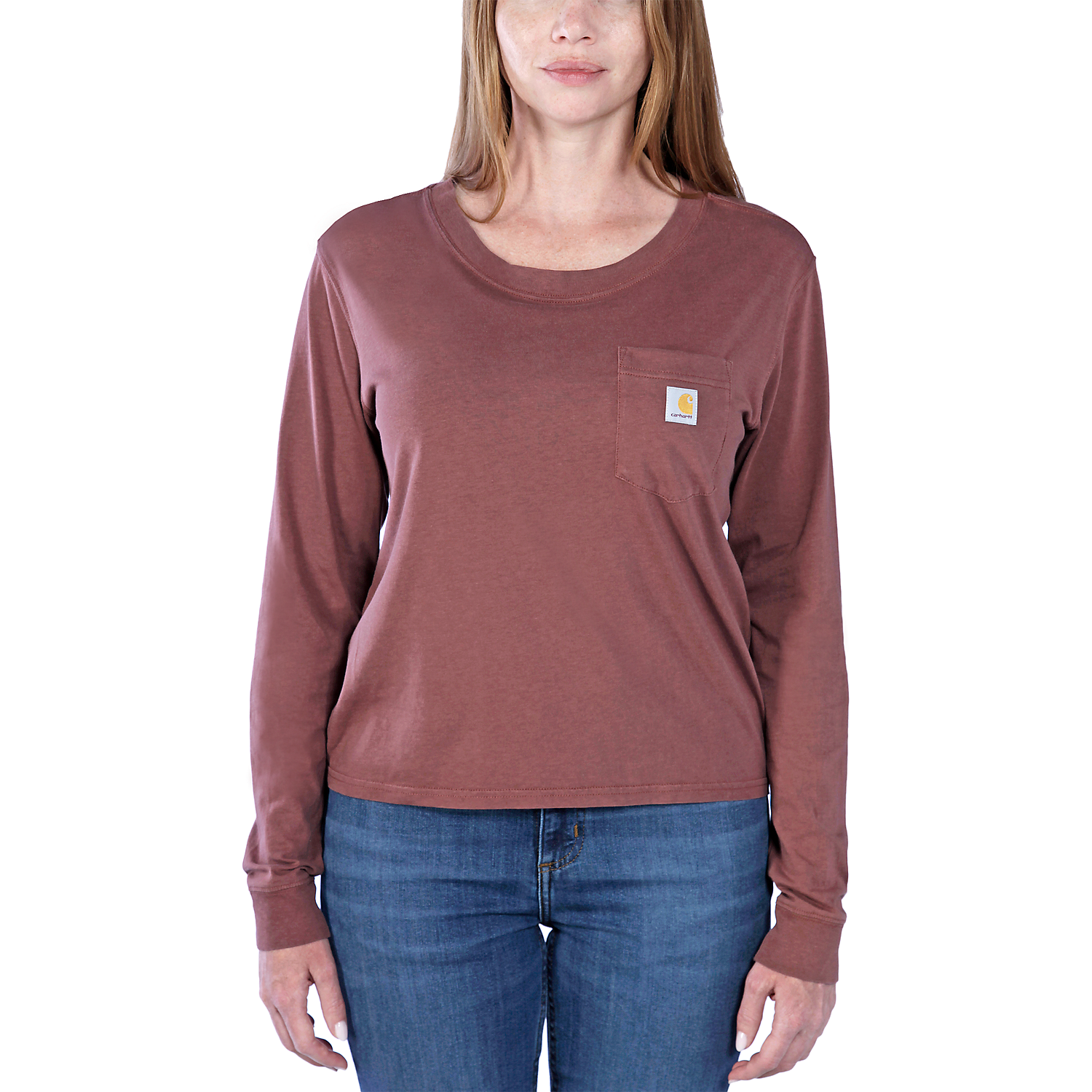 Picture of CARHARTT Relaxed Fit Lightweight LS Pocket T-Shirt 106121 Μακρυμάνικο Γυναικείο Μπλουζάκι B53 - Sable