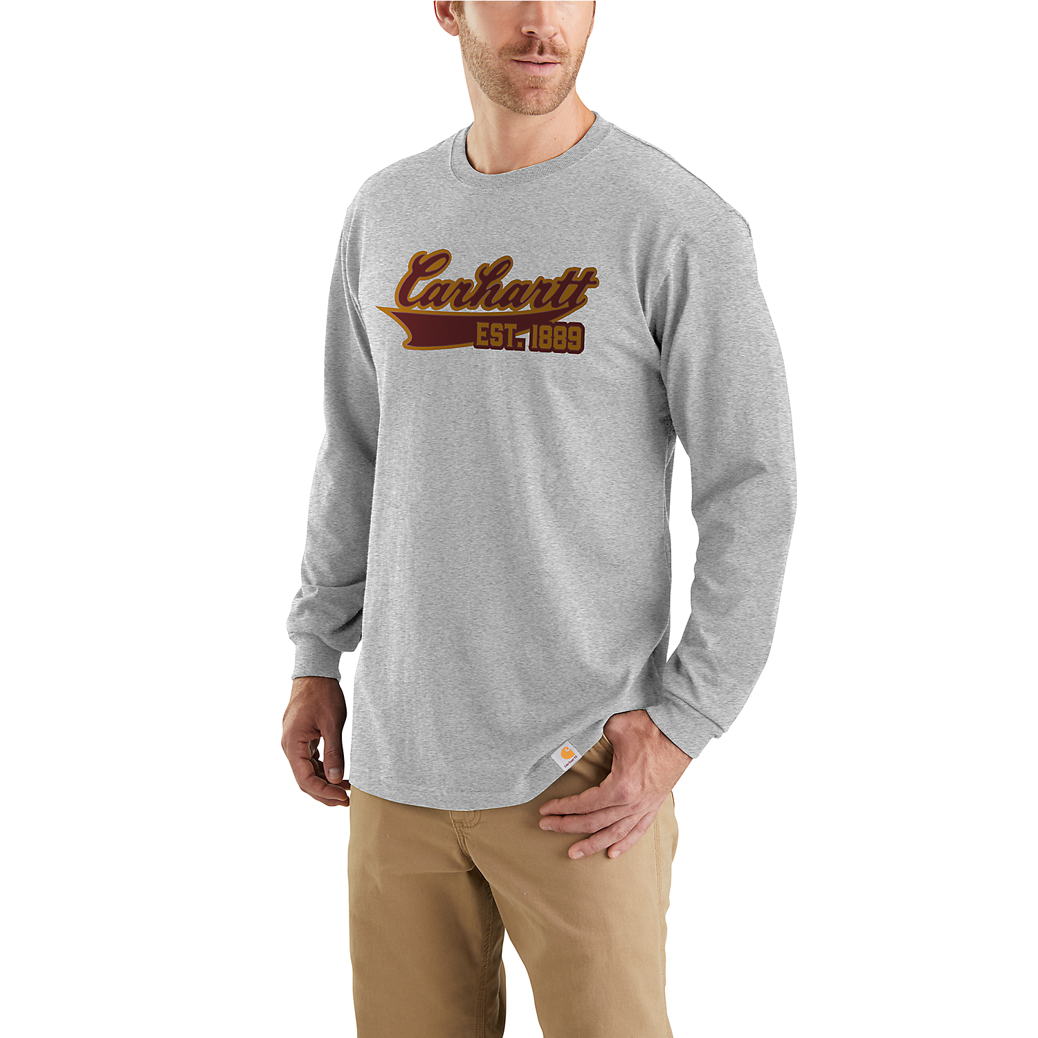 Picture of CARHARTT Relaxed Fit Heavyweight LS Script Graphic T-Shirt 105612 Μακρυμάνικο Ανδρικό Μπλουζάκι HGY - Heather Grey