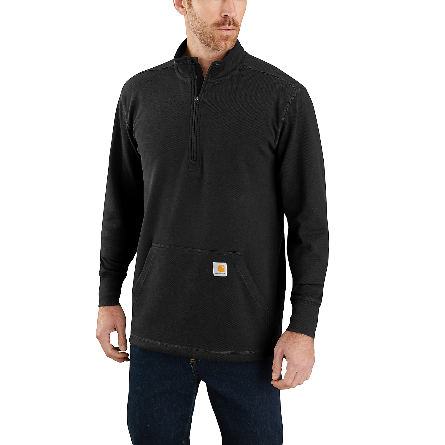 Picture of CARHARTT Relaxed Fit Heavyweight LS 1/2 Zip Thermal Shirt 104428 Μακρυμάνικο Ανδρικό Μπλουζάκι N04 - Black