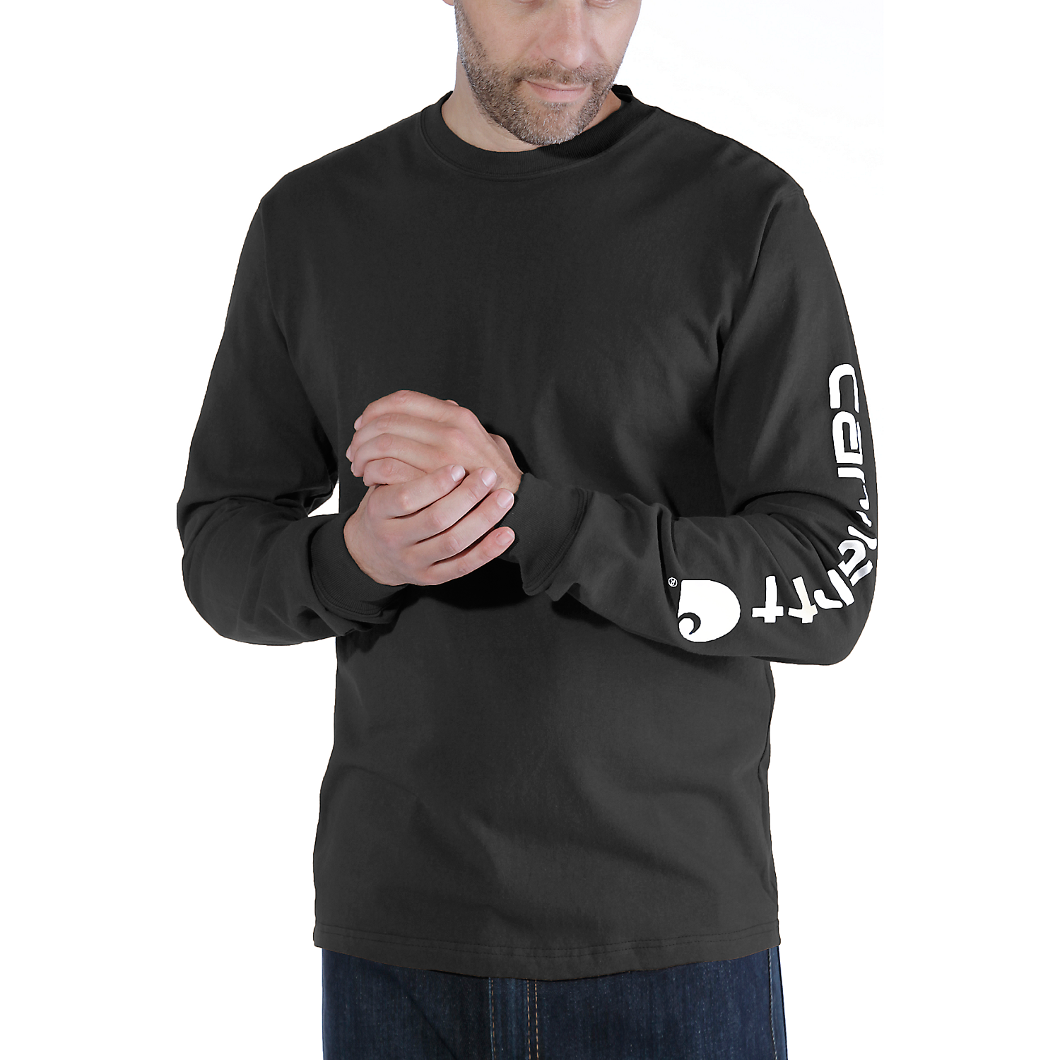 Picture of CARHARTT Relaxed Fit Heavyweight LS Logo Sleeve Graphic EK231 Μακρυμάνικο Ανδρικό Μπλουζάκι BLK - Black