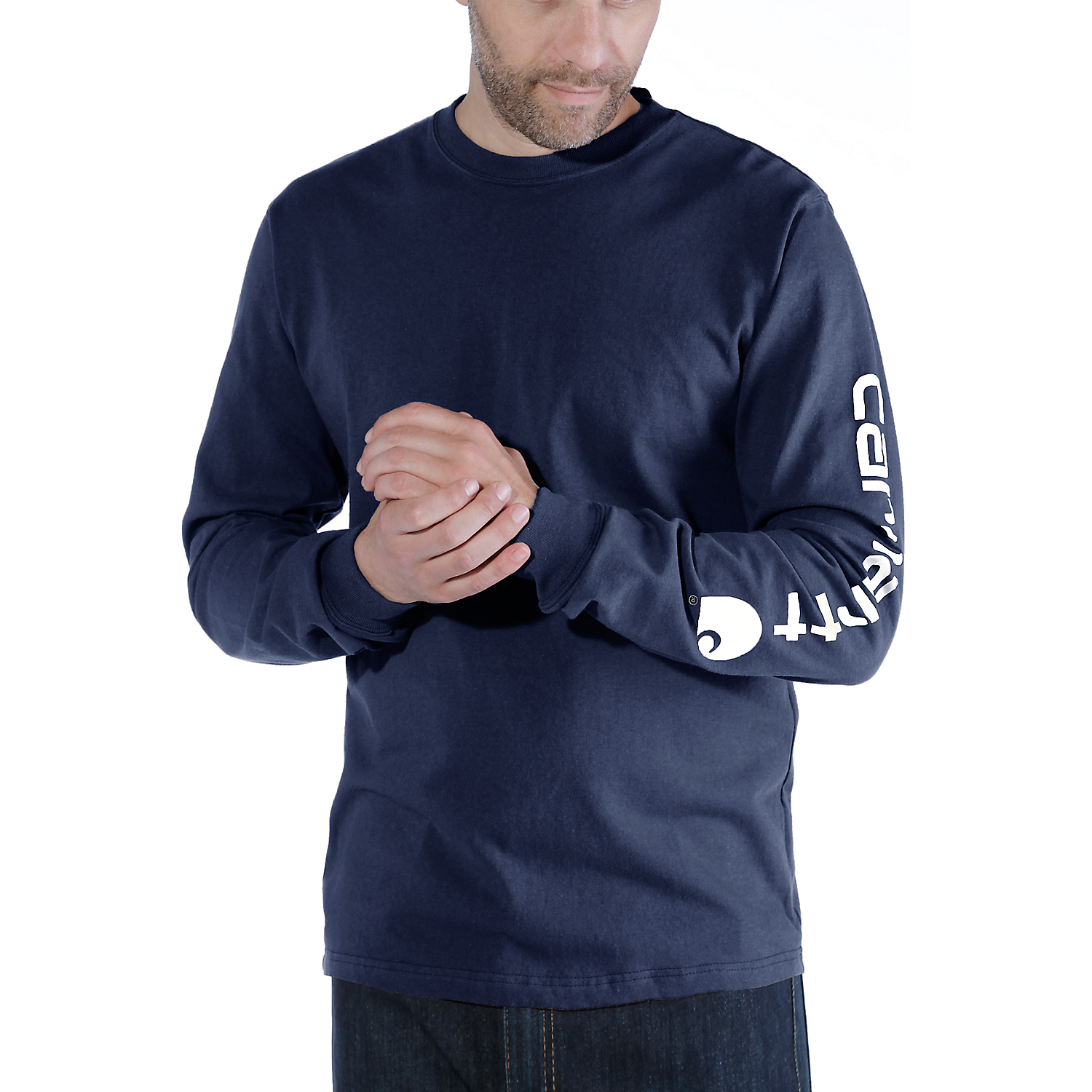 Picture of CARHARTT Relaxed Fit Heavyweight LS Logo Sleeve Graphic EK231 Μακρυμάνικο Ανδρικό Μπλουζάκι NVY - Navy