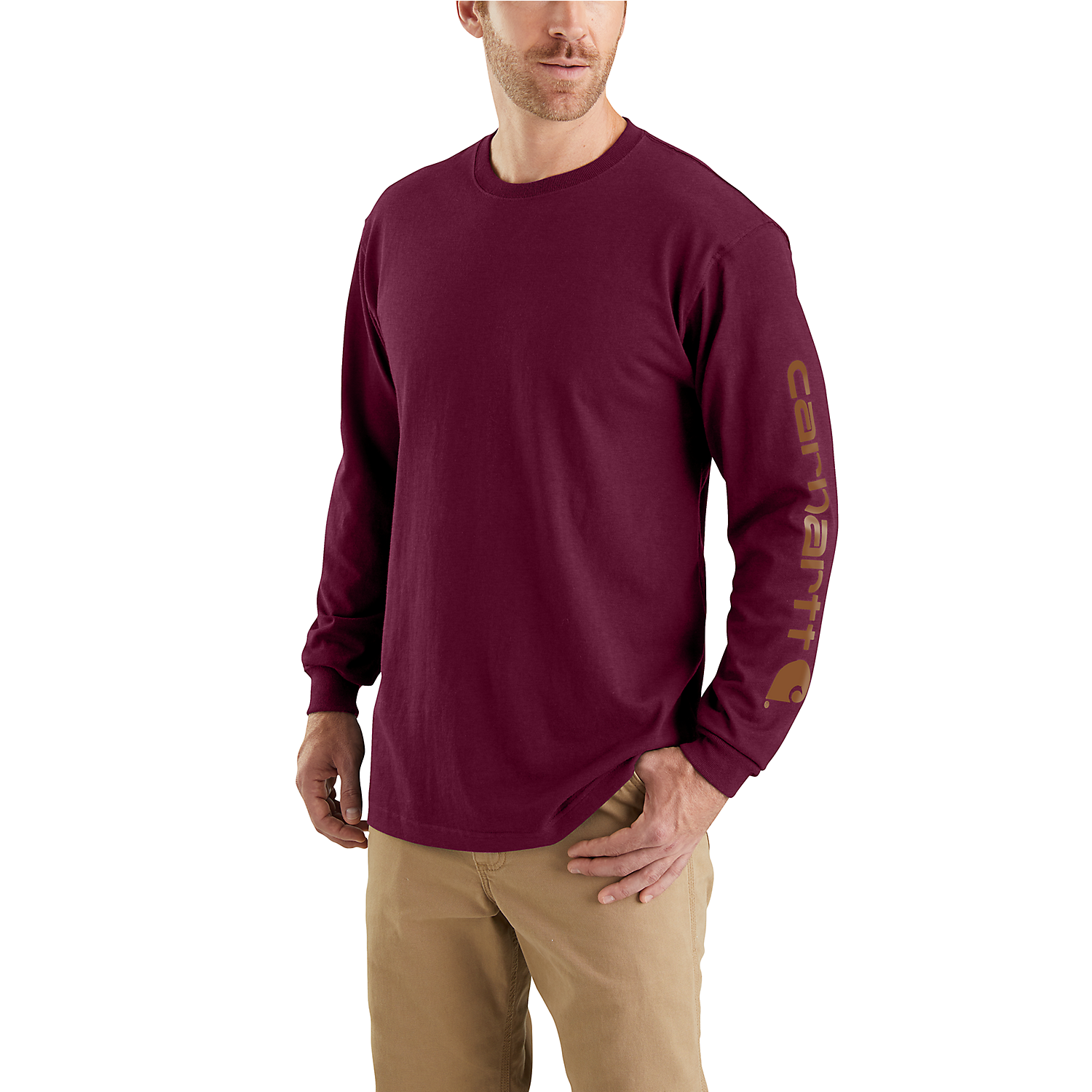 Picture of CARHARTT Relaxed Fit Heavyweight LS Logo Sleeve Graphic EK231 Μακρυμάνικο Ανδρικό Μπλουζάκι PRT - Port