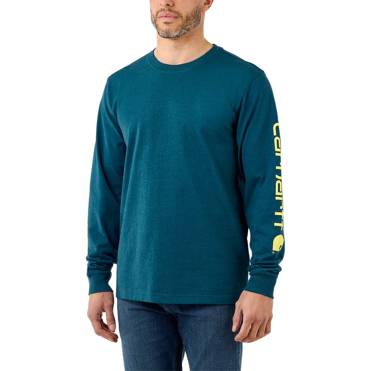 Picture of CARHARTT Relaxed Fit Heavyweight LS Logo Sleeve Graphic EK231 Μακρυμάνικο Ανδρικό Μπλουζάκι H70 - Night Blue Heather