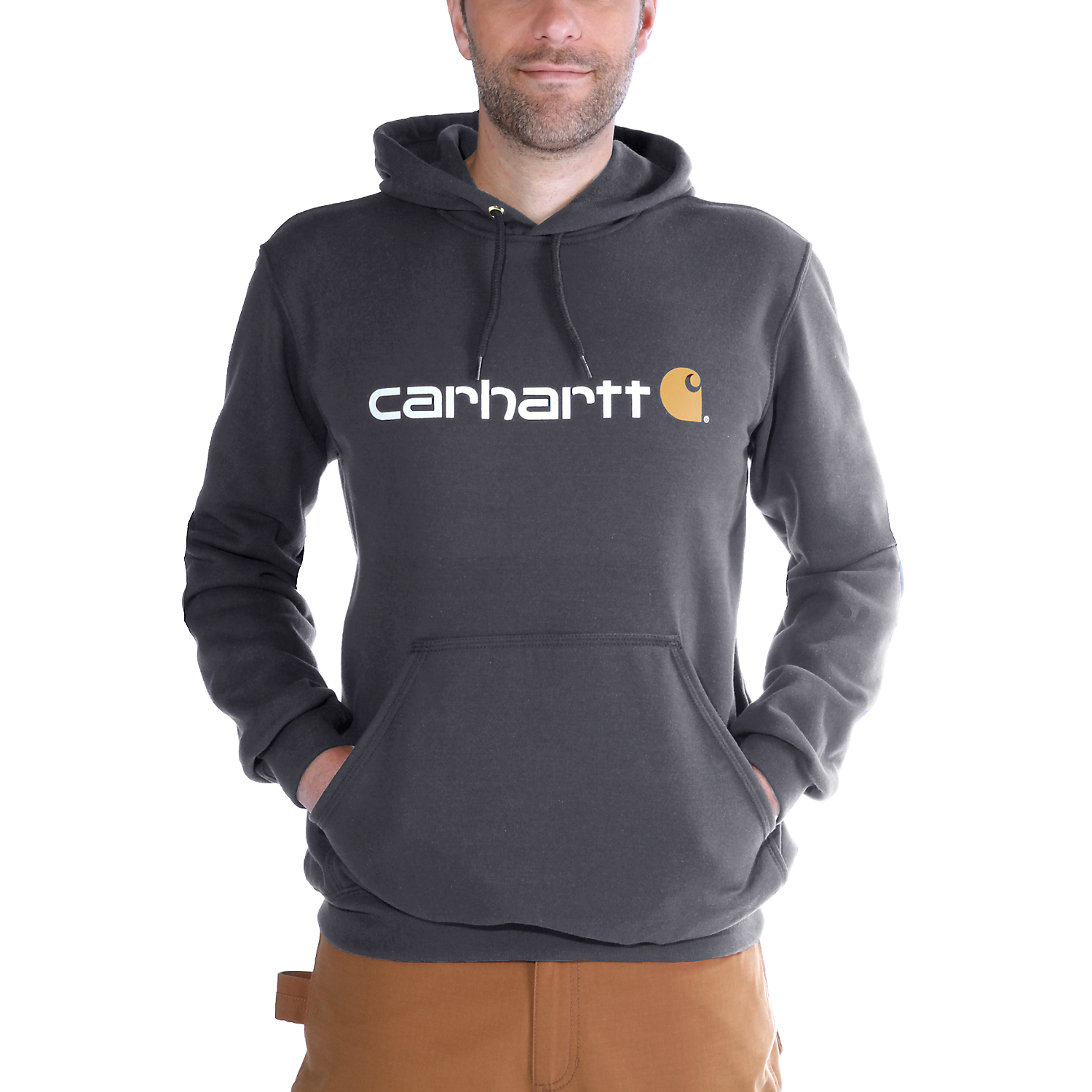 Picture of CARHARTT Loose Fit Midweight Logo Graphic Sweatshirt 100074 Ανδρικό Φούτερ με κουκούλα 026 - Carbon Heather