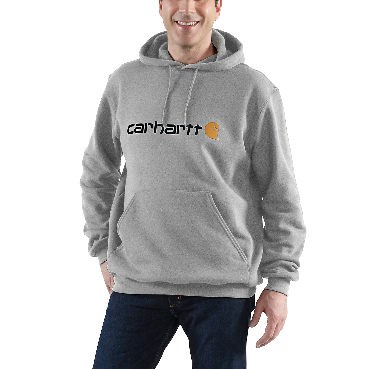 Picture of CARHARTT Loose Fit Midweight Logo Graphic Sweatshirt 100074 Ανδρικό Φούτερ με κουκούλα 034 - Heather Grey