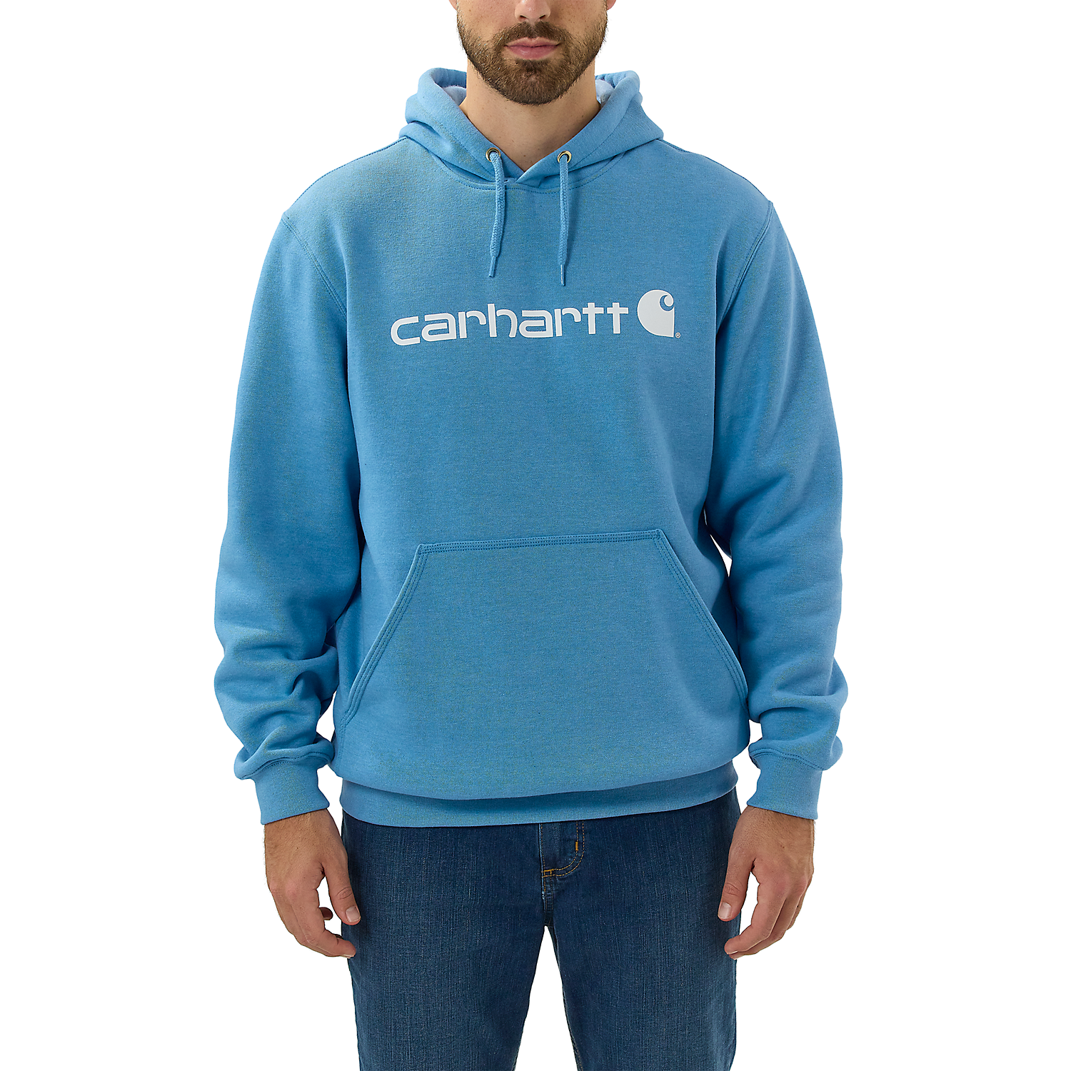 Picture of CARHARTT Loose Fit Midweight Logo Graphic Sweatshirt 100074 Ανδρικό Φούτερ με κουκούλα H54 - Blue Lagoon Heather