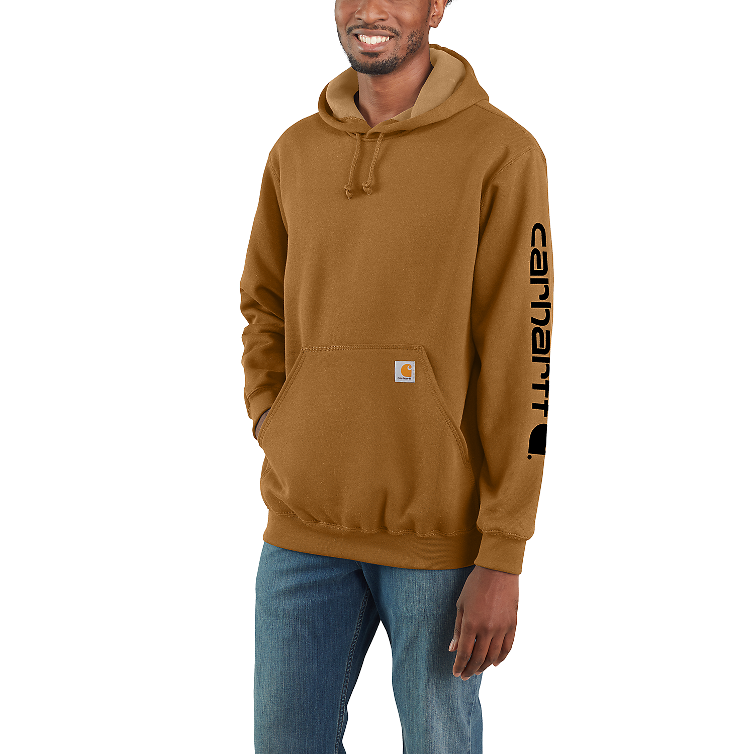 Picture of CARHARTT Loose Fit Midweight Logo Sleeve Graphic Sweatshirt K288 Ανδρικό Φούτερ με κουκούλα BRN - Carhartt Brown