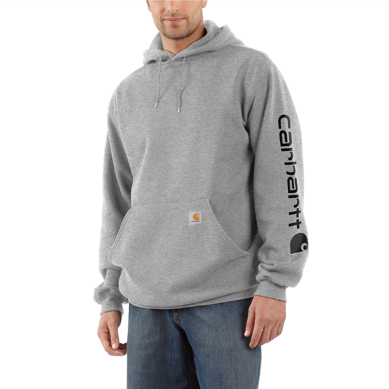 Picture of CARHARTT Loose Fit Midweight Logo Sleeve Graphic Sweatshirt K288 Ανδρικό Φούτερ με κουκούλα E20 - Heather Grey Black