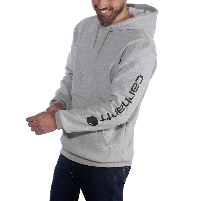 Picture of CARHARTT Loose Fit Midweight Logo Sleeve Graphic Sweatshirt K288 Ανδρικό Φούτερ με κουκούλα E20 - Heather Grey Black