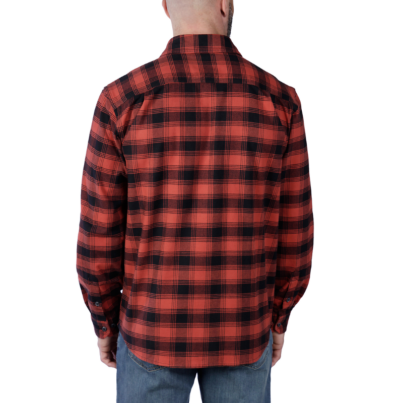 Picture of CARHARTT Rugged Flex Relaxed Fit Midweight Flannel LS Plaid Shirt 105945 Ανδρικό Πουκάμισο R81 - Red Ochre