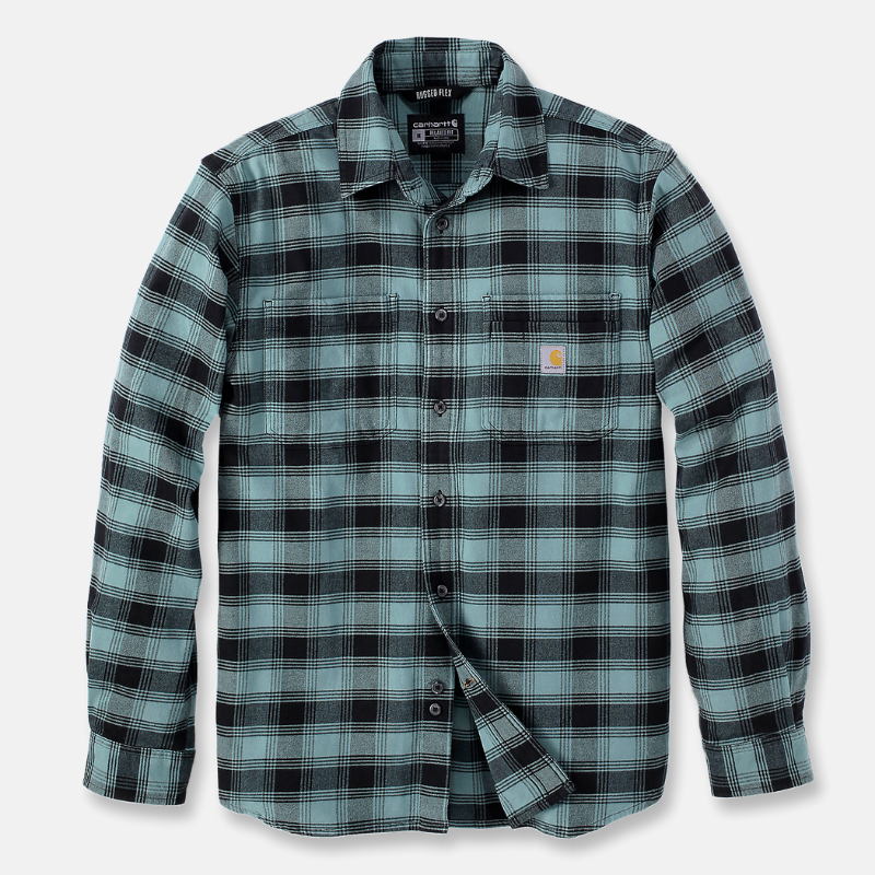 Picture of CARHARTT Rugged Flex Relaxed Fit Midweight Flannel LS Plaid Shirt 105945 Ανδρικό Πουκάμισο GE0 - Powder Sea Pine