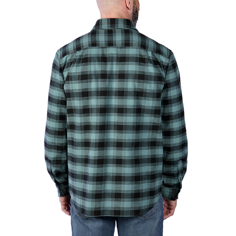 Picture of CARHARTT Rugged Flex Relaxed Fit Midweight Flannel LS Plaid Shirt 105945 Ανδρικό Πουκάμισο GE0 - Powder Sea Pine