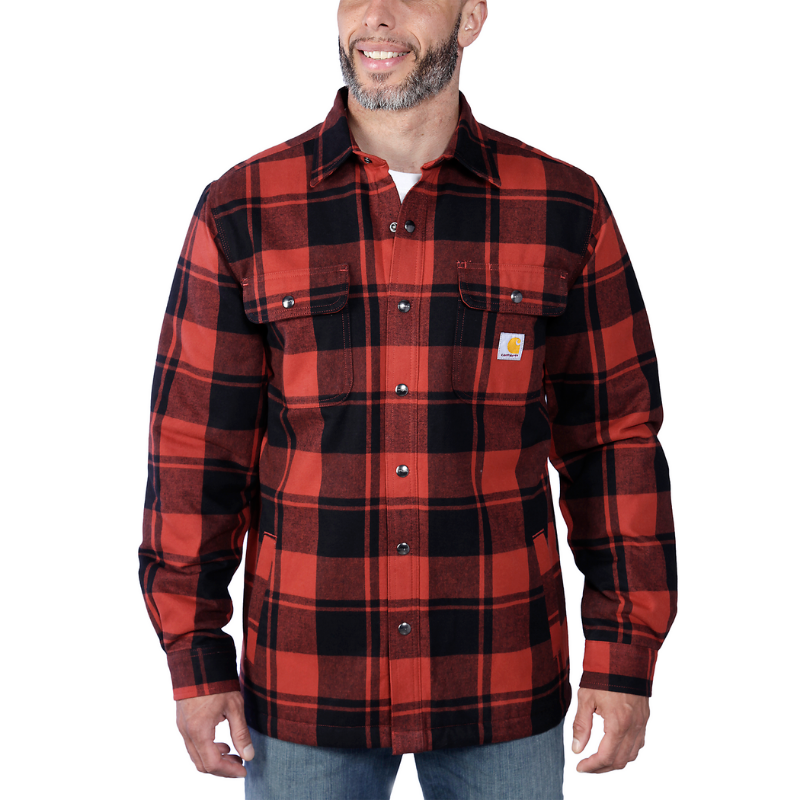 Picture of CARHARTT Relaxed Fit Heavyweight Flannel Sherpa Lined Shirt Jac 105939 Ανδρικό Μπουφάν-Ζακέτα R81 - Red Ochre