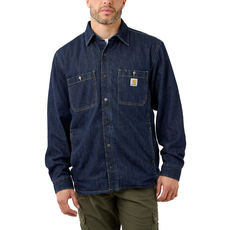 Picture of CARHARTT Relaxed Fit Denim Fleece Lined Snap Front Shirt 105605 Ανδρική Ζακέτα - Μπουφάν H84 - Glacier