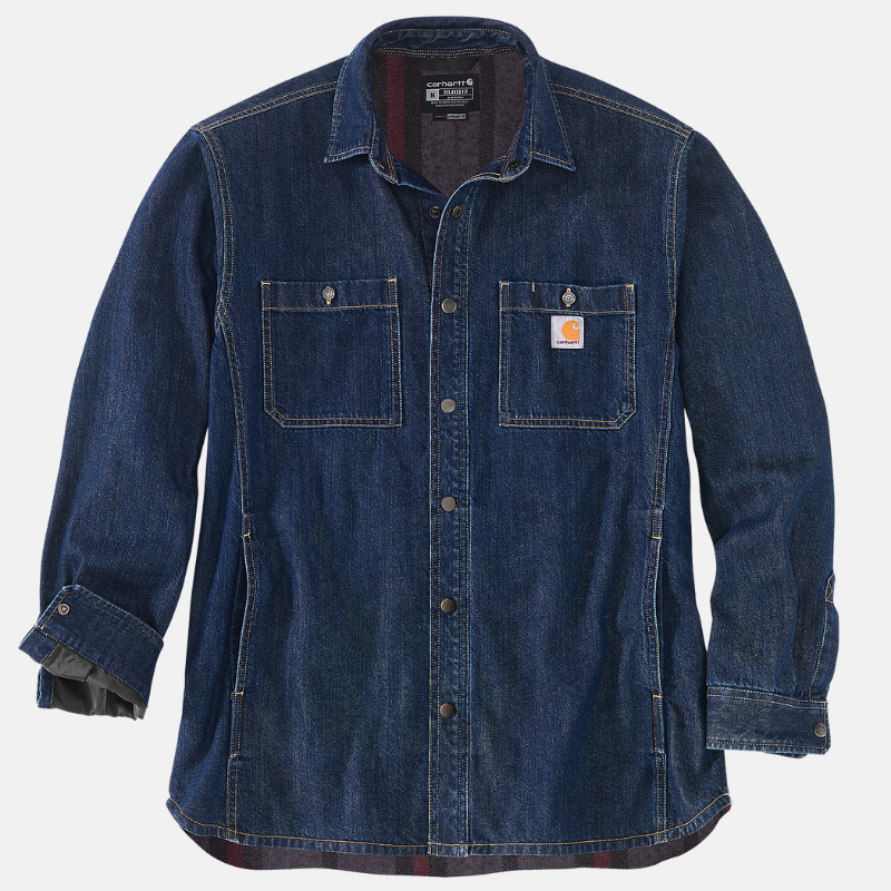 Picture of CARHARTT Relaxed Fit Denim Fleece Lined Snap Front Shirt 105605 Ανδρική Ζακέτα - Μπουφάν H84 - Glacier