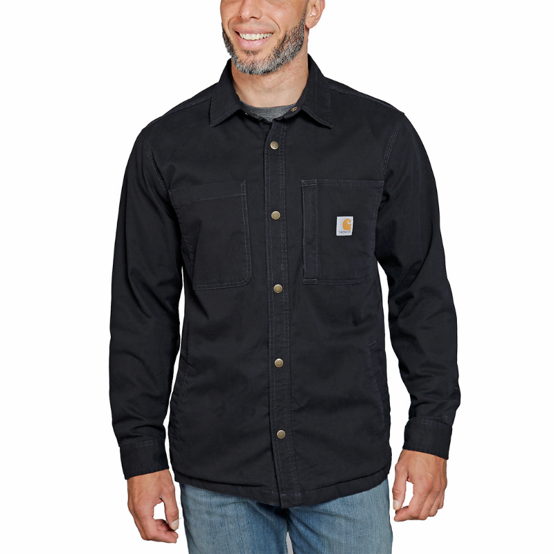 Picture of CARHARTT Rugged Flex Relaxed Fit Canvas Fleece Lined Snap Front Shirt Jac 105532 Ανδρική Ζακέτα N04 - Black