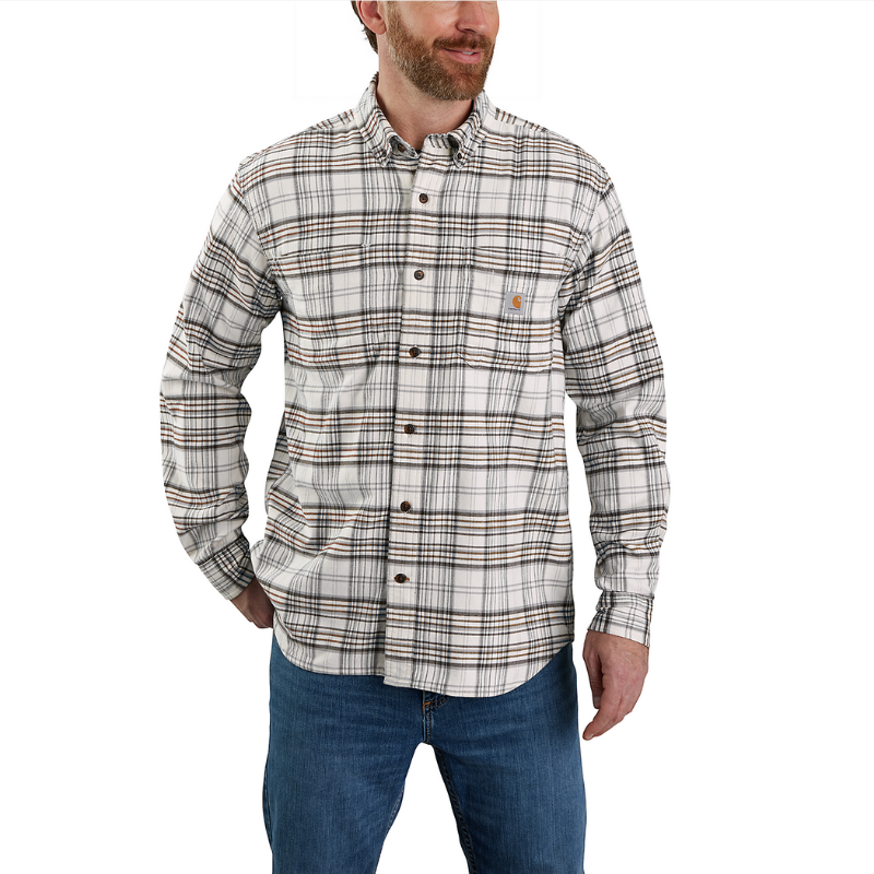 Picture of CARHARTT Rugged Flex Relaxed Fit Midweight Flannel LS Plaid Shirt 105432 Ανδρικό Πουκάμισο W03 - Malt