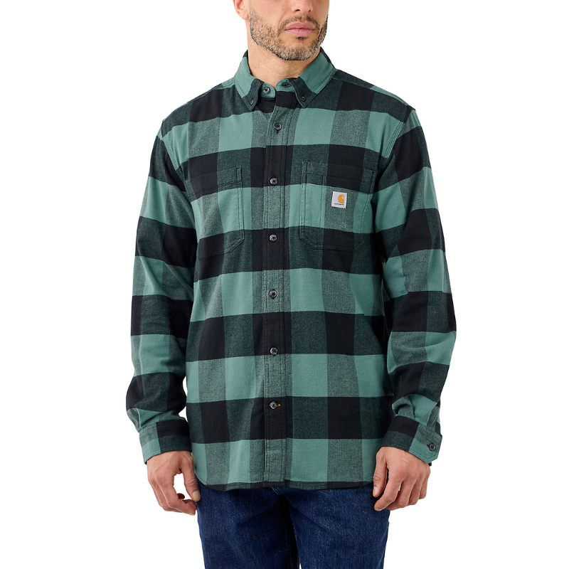 Picture of CARHARTT Rugged Flex Relaxed Fit Midweight Flannel LS Plaid Shirt 105432 Ανδρικό Πουκάμισο L04 - Slate Green